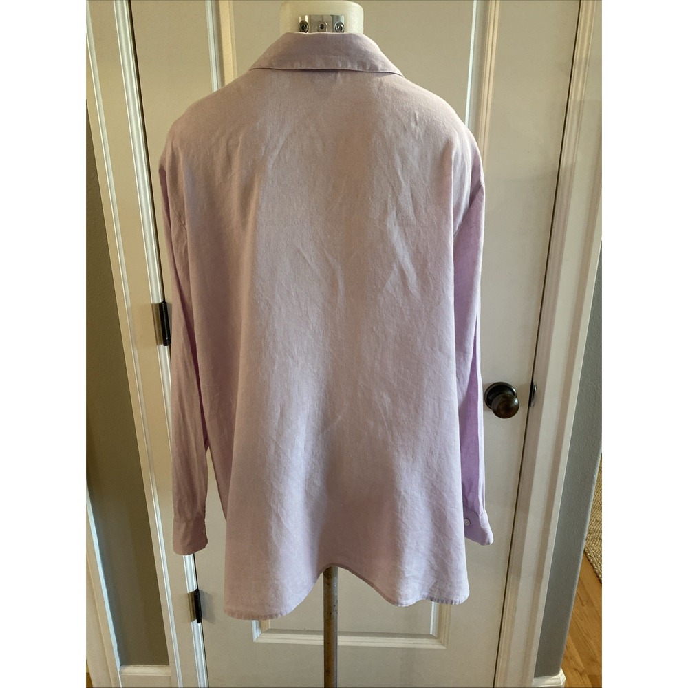 J.Jill Love Linen Women's 2X Lilac 100% Linen Button‎ Front Shirt Relaxed Fit - Picture 6 of 11